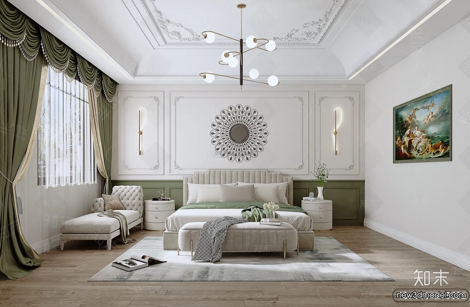 Bedroom - 3D Interior Scene - French Style - 076
