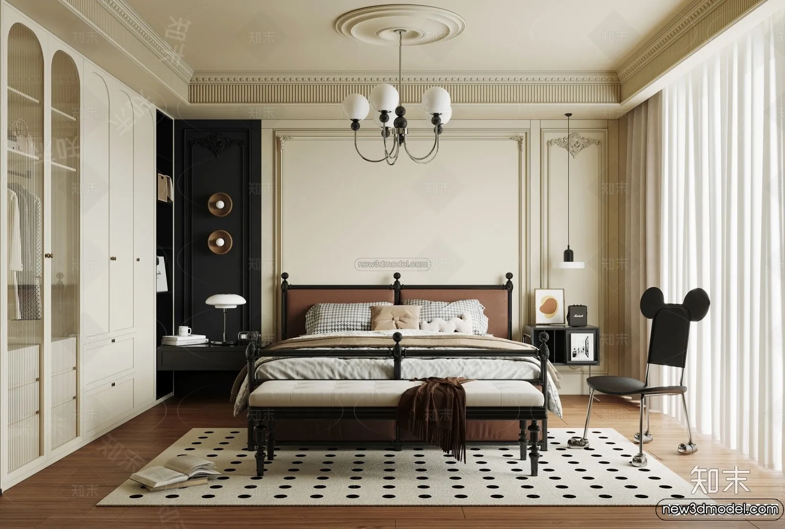 Bedroom - 3D Interior Scene - French Style - 078