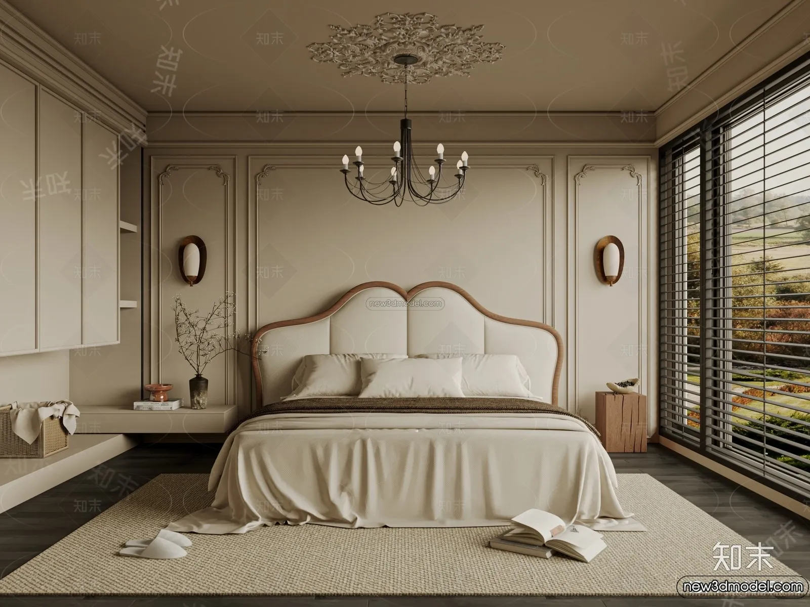 Bedroom - 3D Interior Scene - French Style - 079