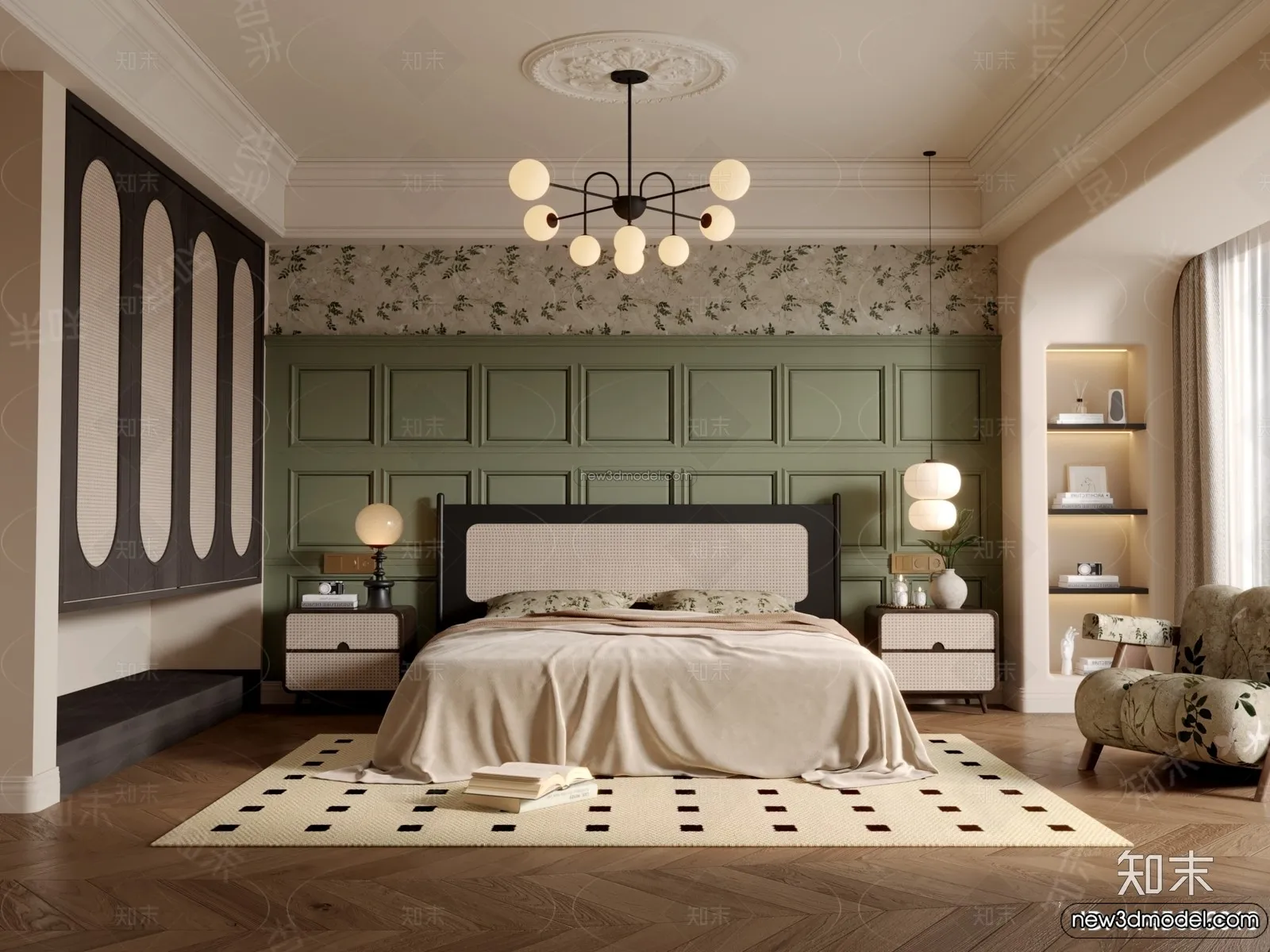 Bedroom - 3D Interior Scene - French Style - 081