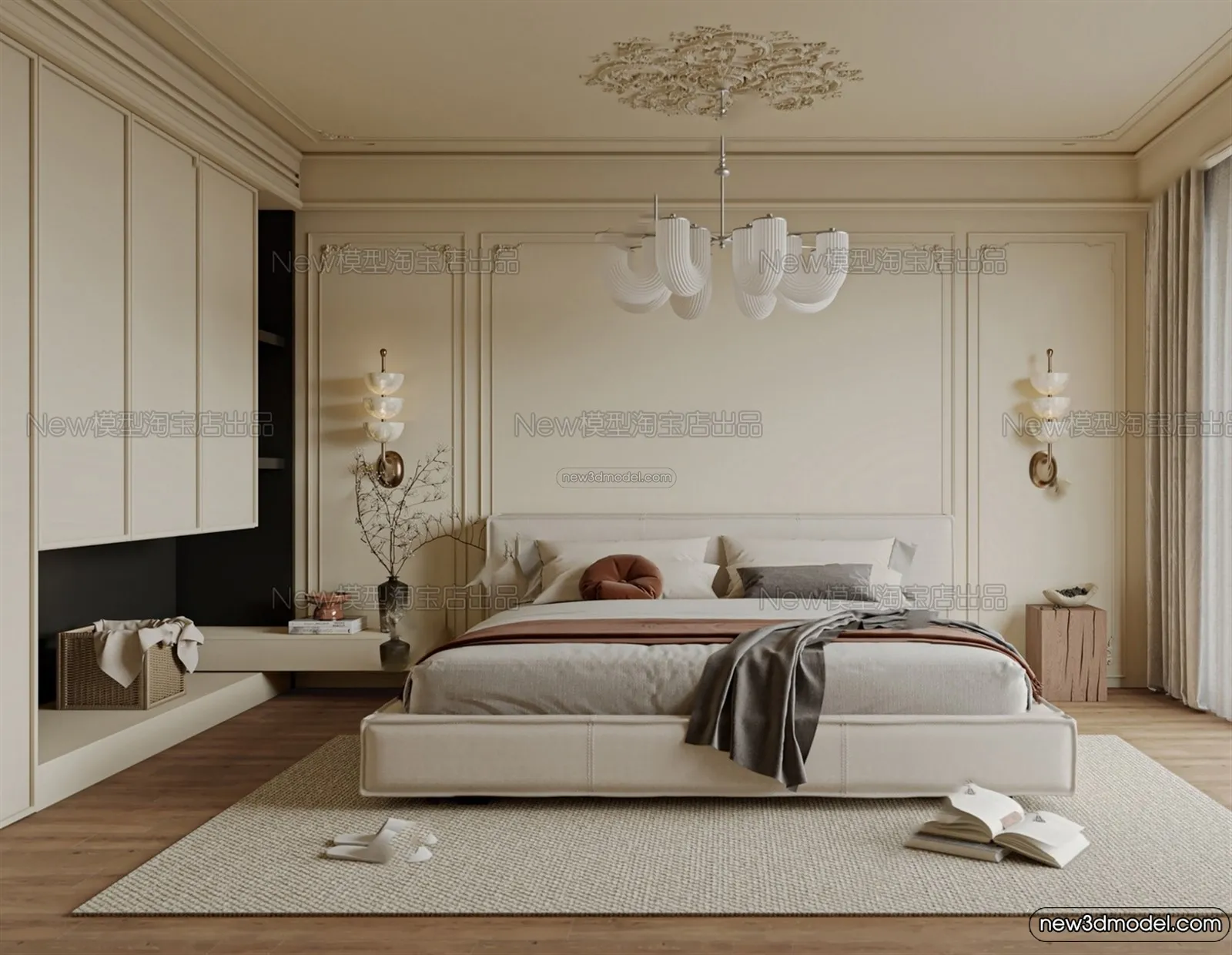 Bedroom - 3D Interior Scene - French Style - 082