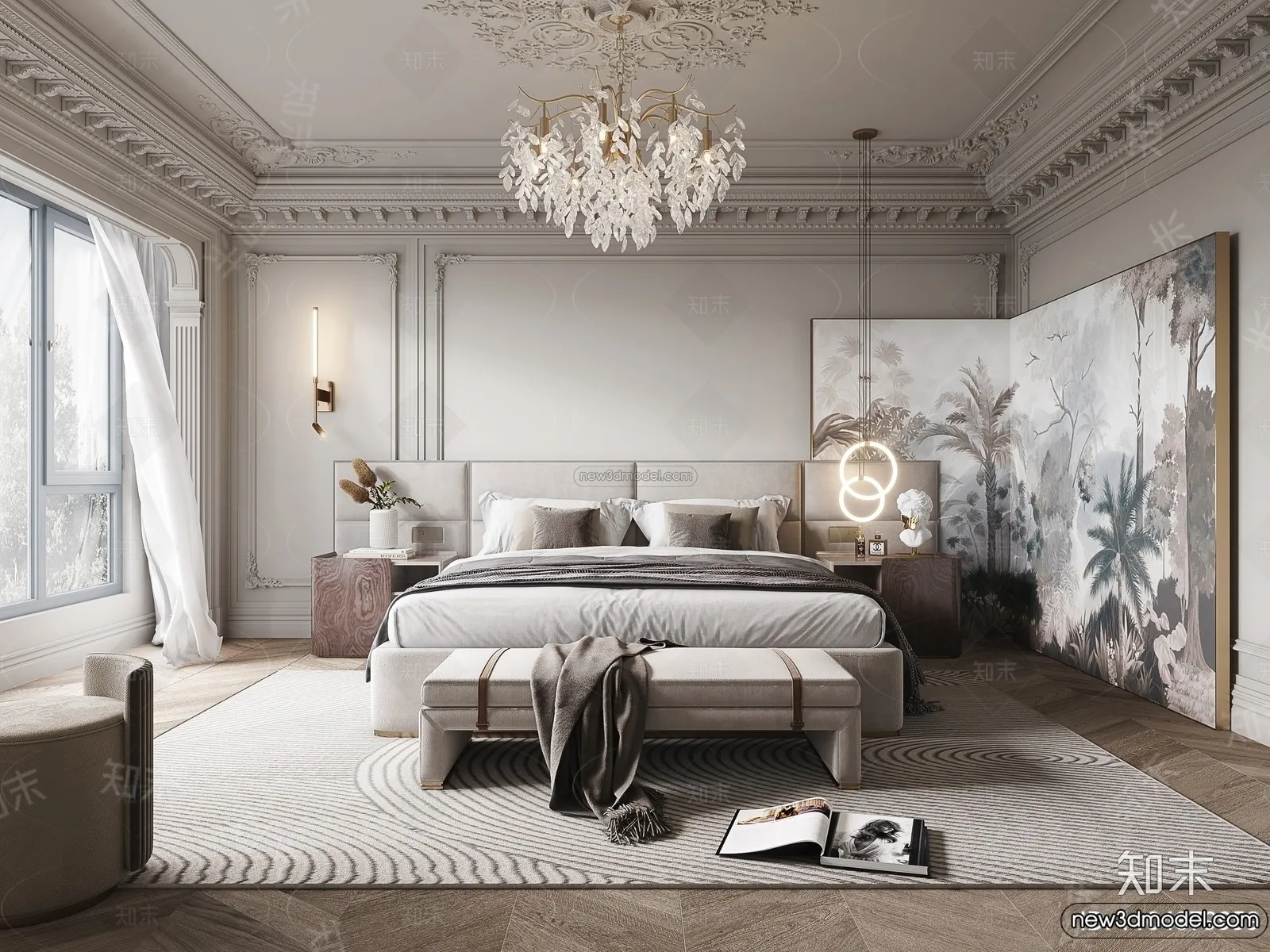 Bedroom - 3D Interior Scene - French Style - 085