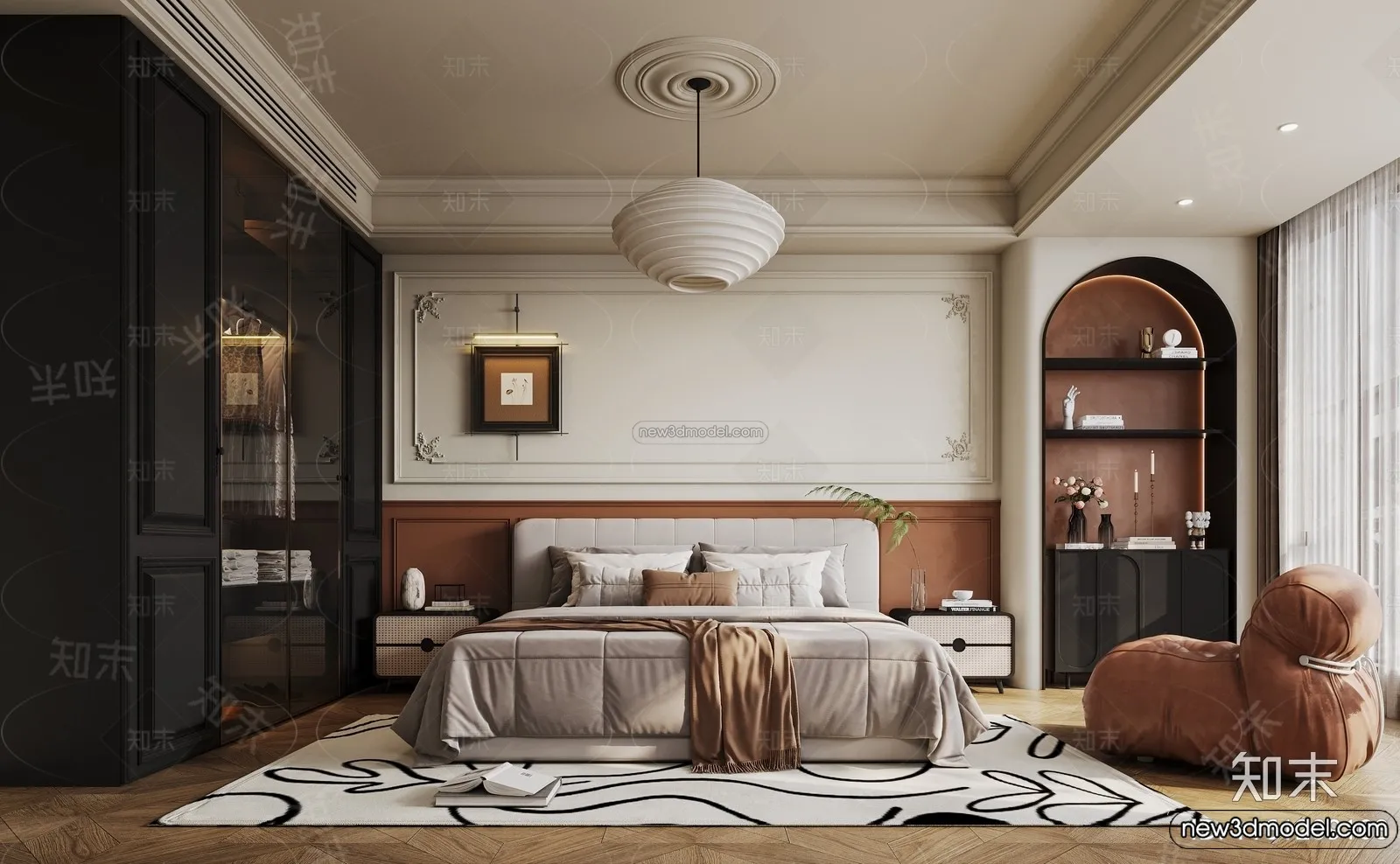 Bedroom - 3D Interior Scene - French Style - 086