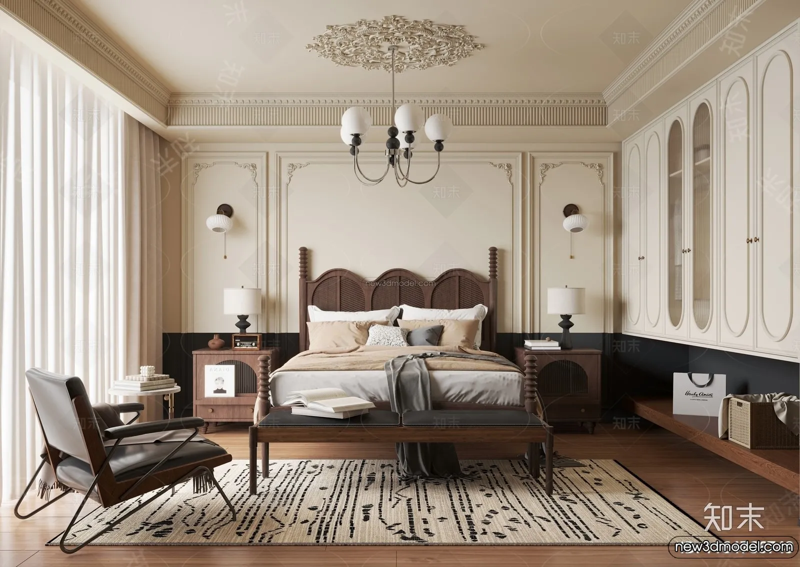 Bedroom - 3D Interior Scene - French Style - 087