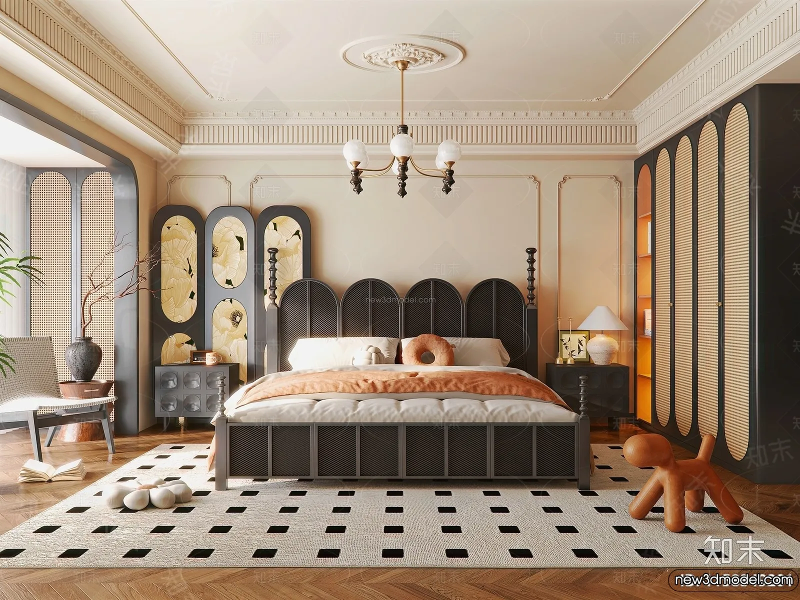 Bedroom - 3D Interior Scene - French Style - 088
