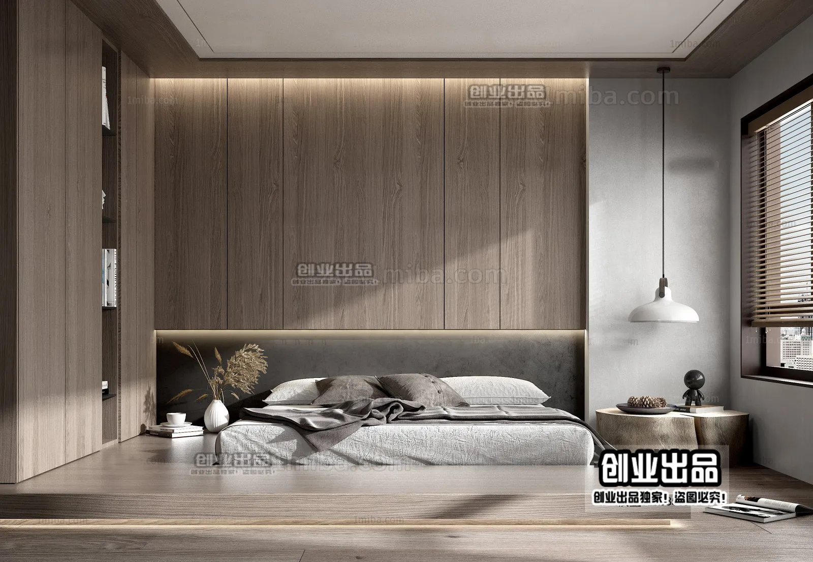 Bedroom 3D Interior Scene - Japanese Style - 002