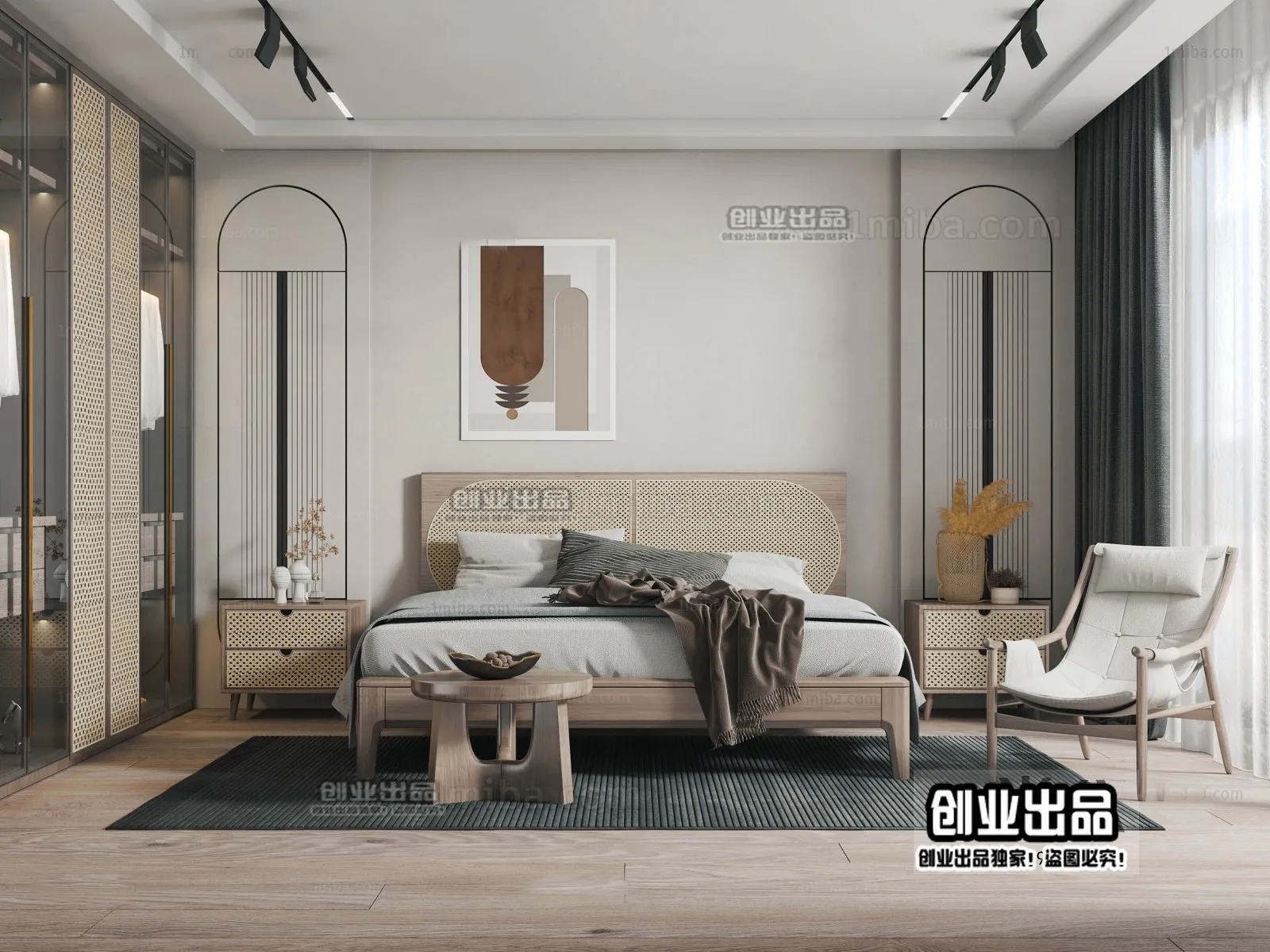 Bedroom 3D Interior Scene - Japanese Style - 003