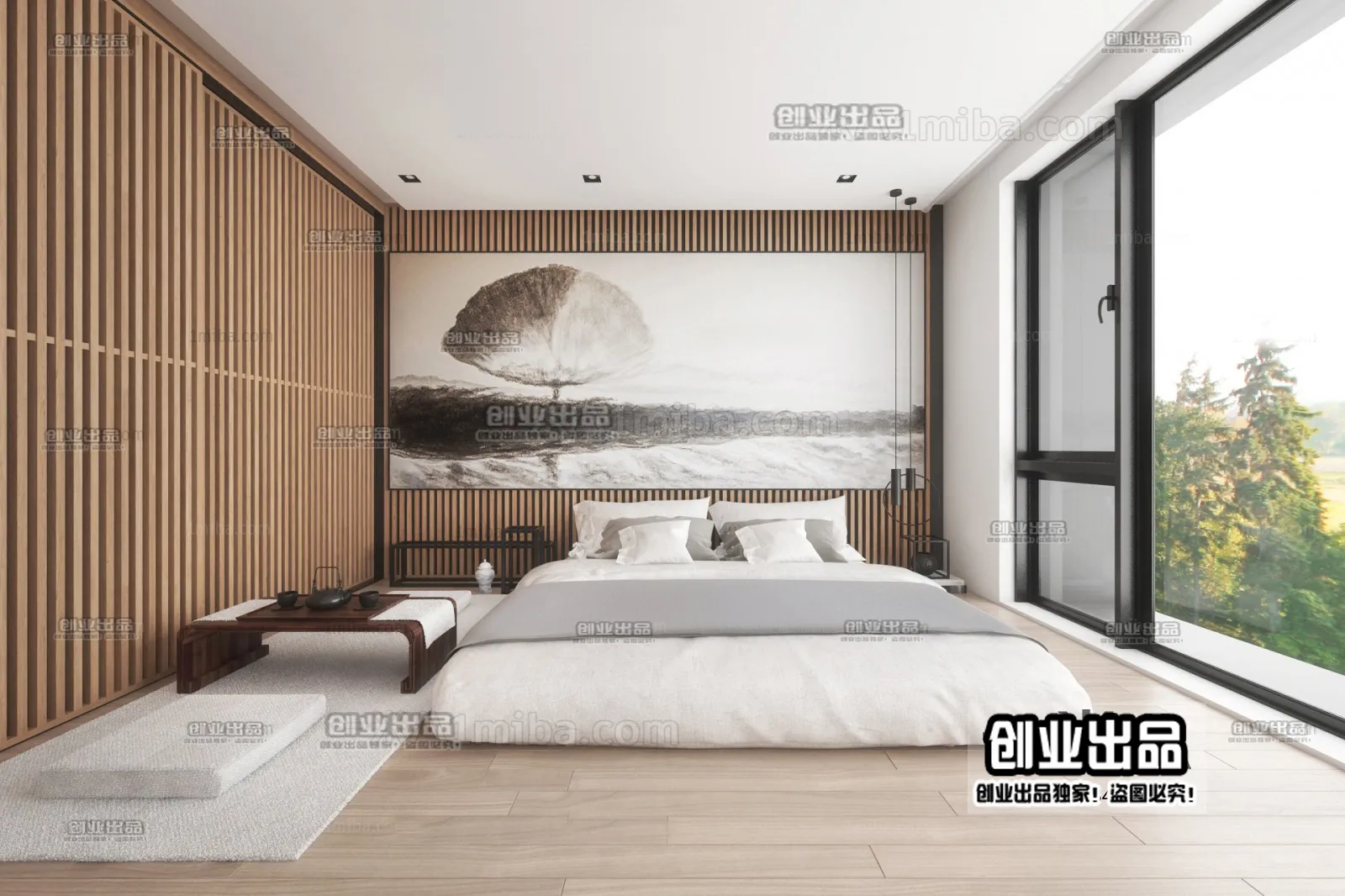 Bedroom 3D Interior Scene - Japanese Style - 004