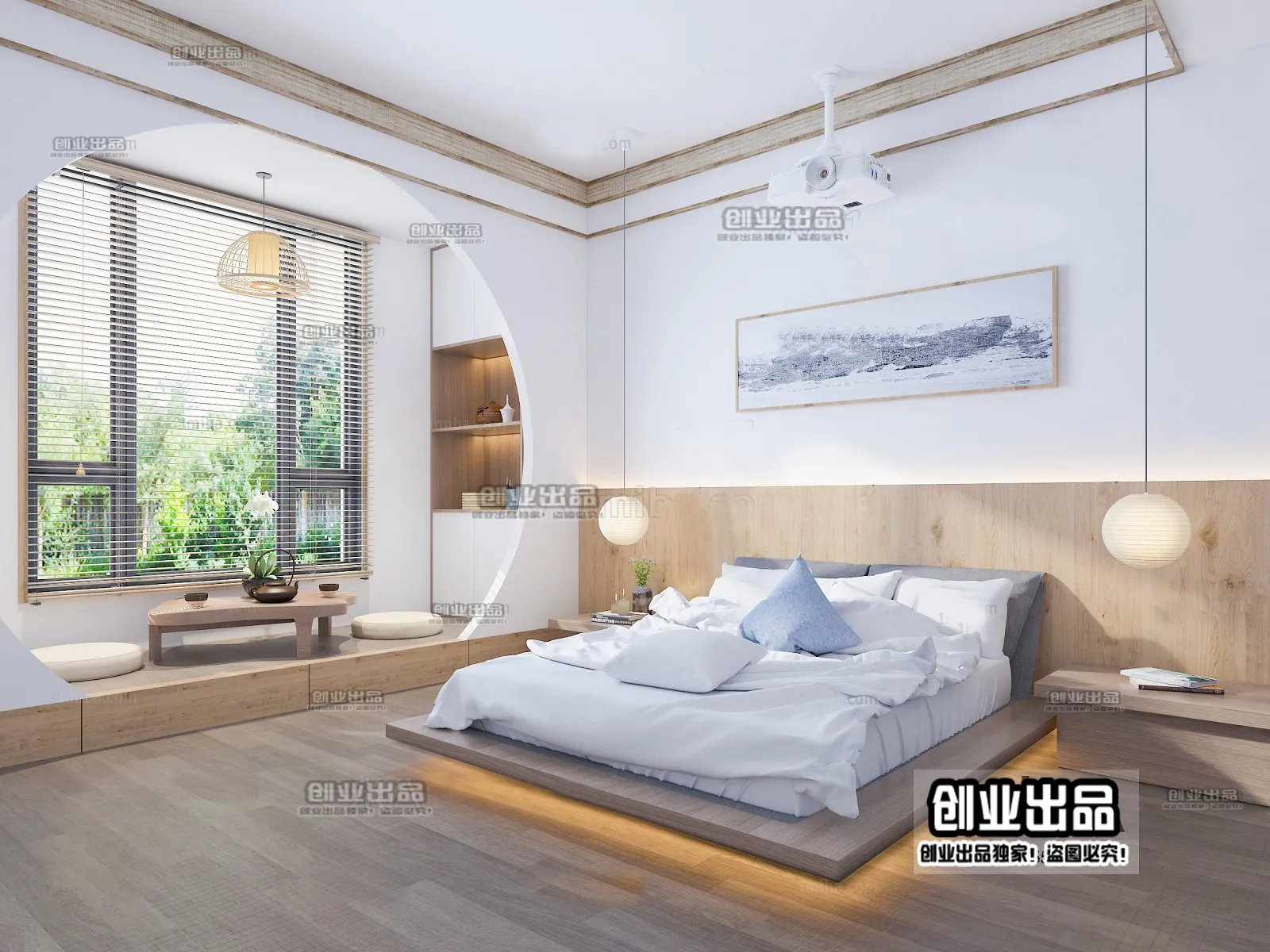 Bedroom 3D Interior Scene - Japanese Style - 007
