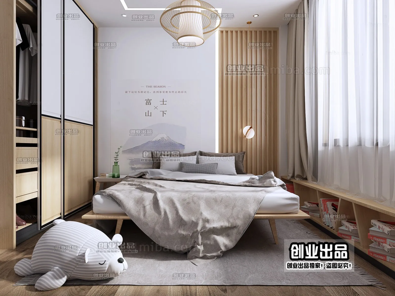 Bedroom 3D Interior Scene - Japanese Style - 008