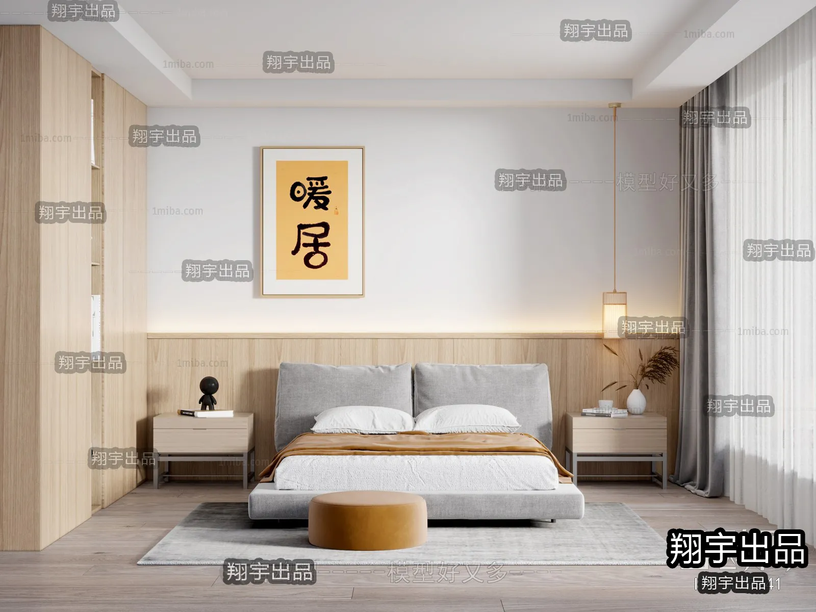 Bedroom 3D Interior Scene - Japanese Style - 012
