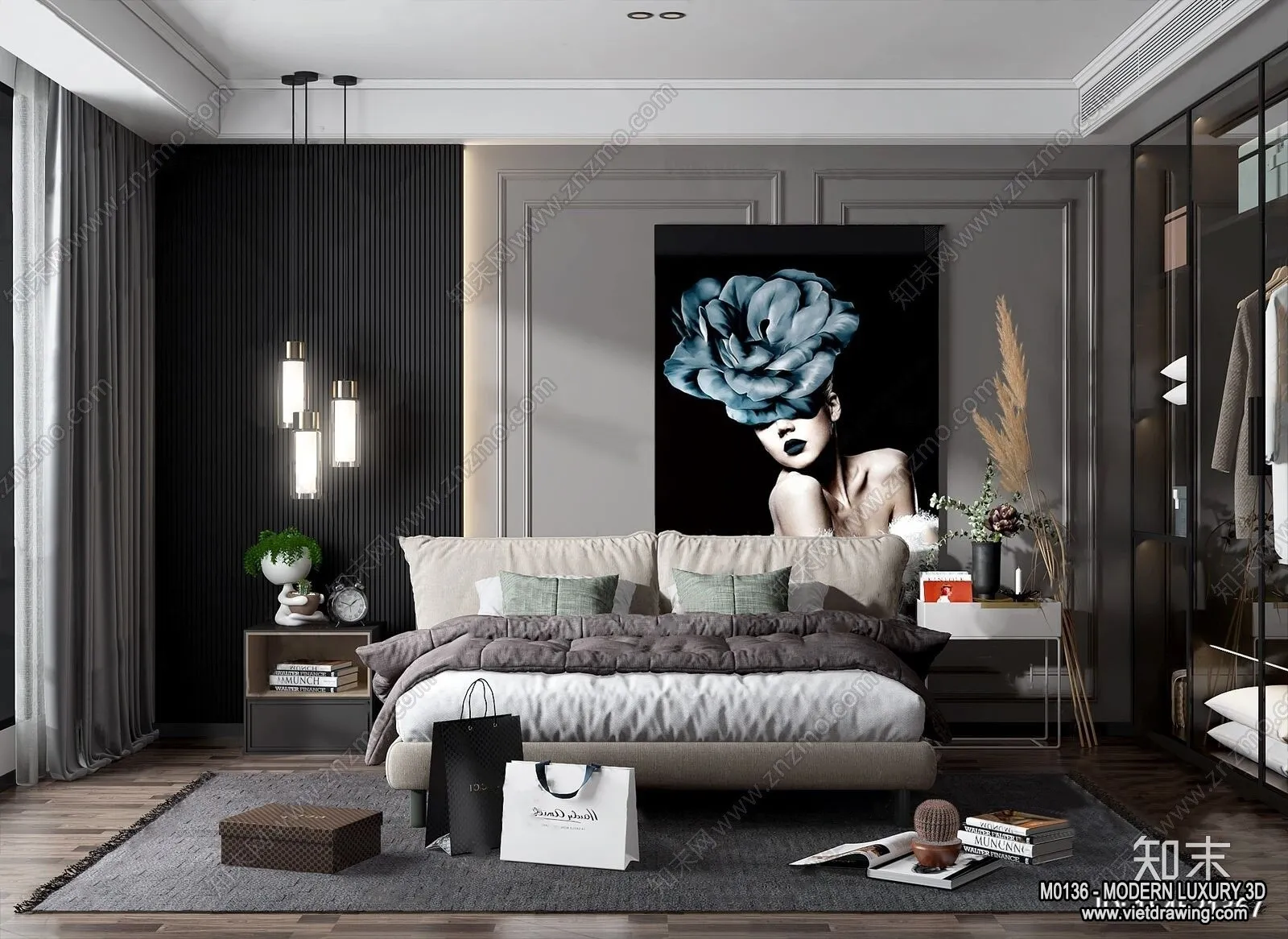 Bedroom - 3D Interior Scene - Luxury Style - 003