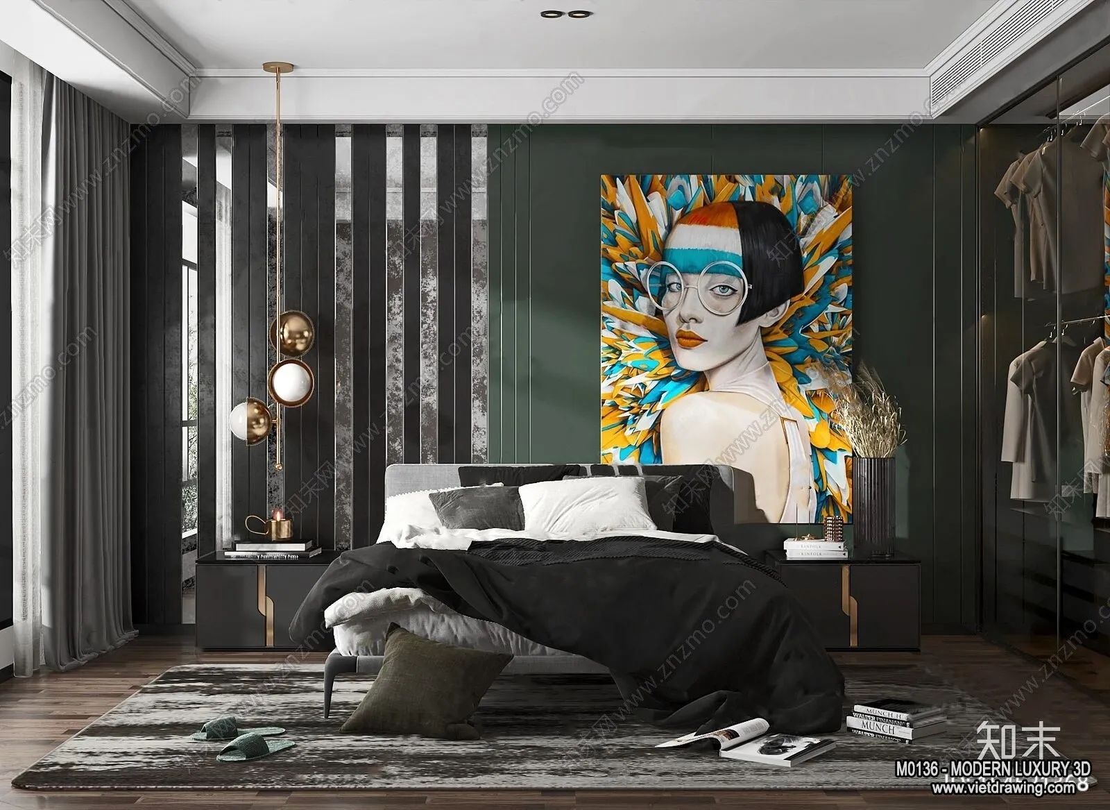 Bedroom - 3D Interior Scene - Luxury Style - 004