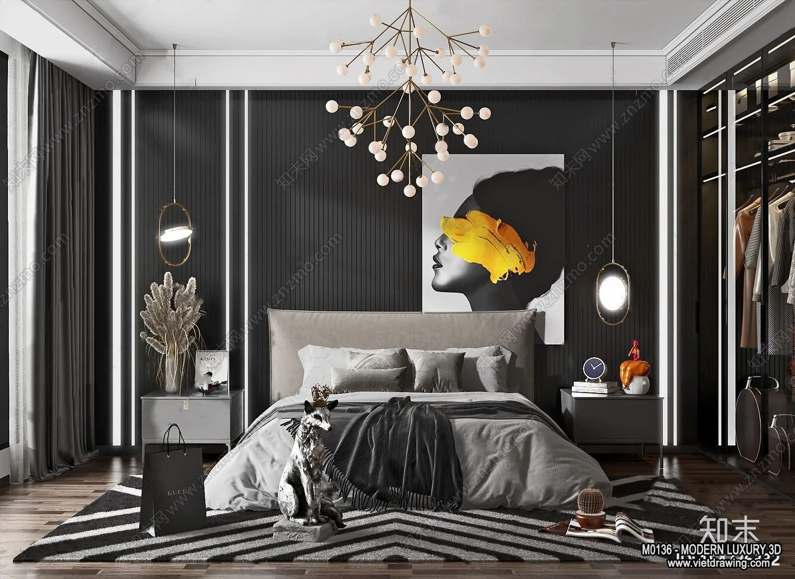 Bedroom - 3D Interior Scene - Luxury Style - 005
