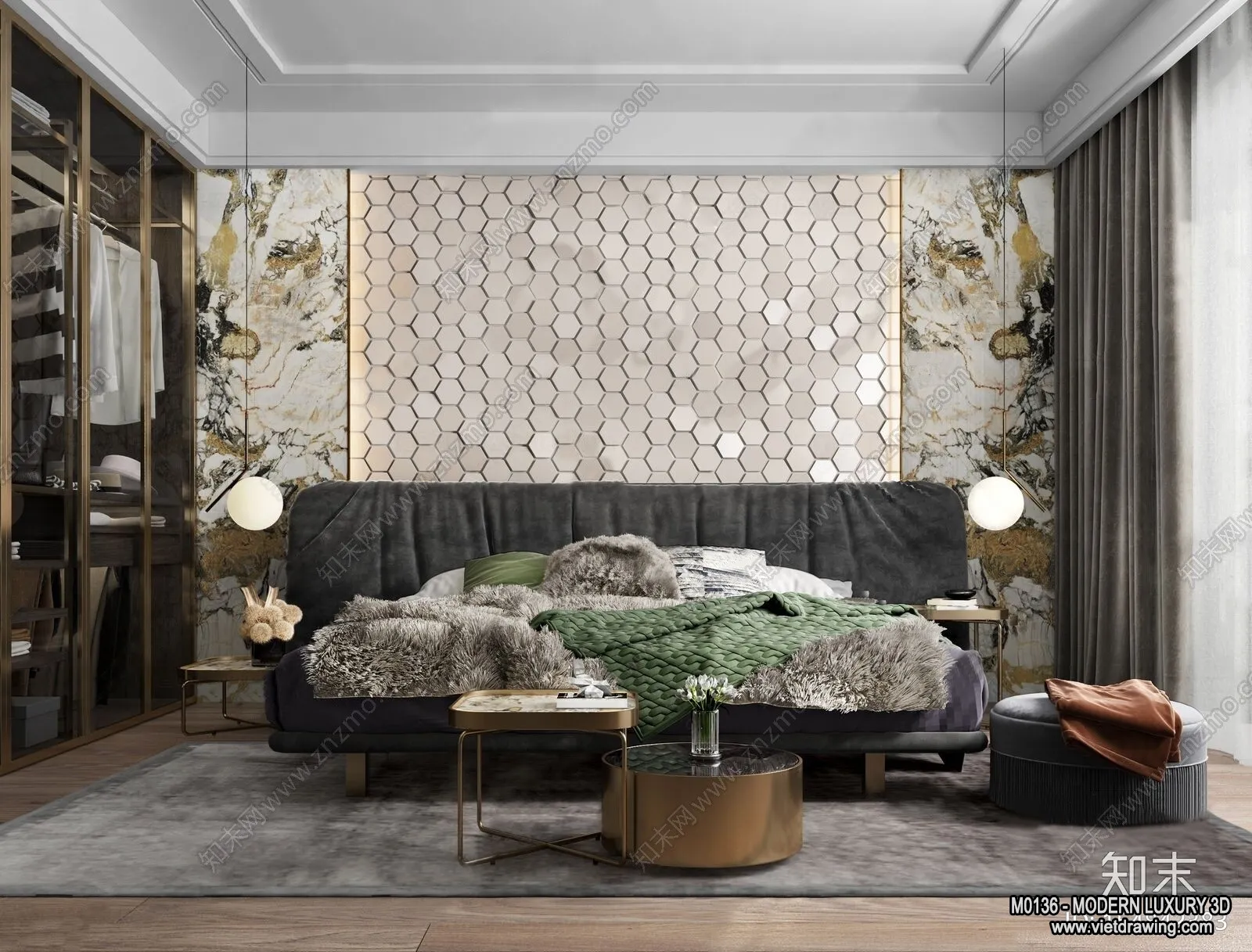 Bedroom - 3D Interior Scene - Luxury Style - 008