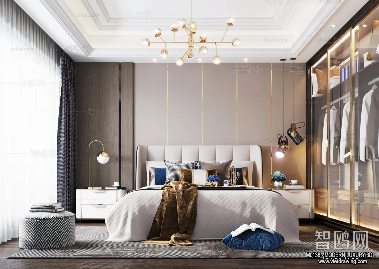 Bedroom - 3D Interior Scene - Luxury Style - 014