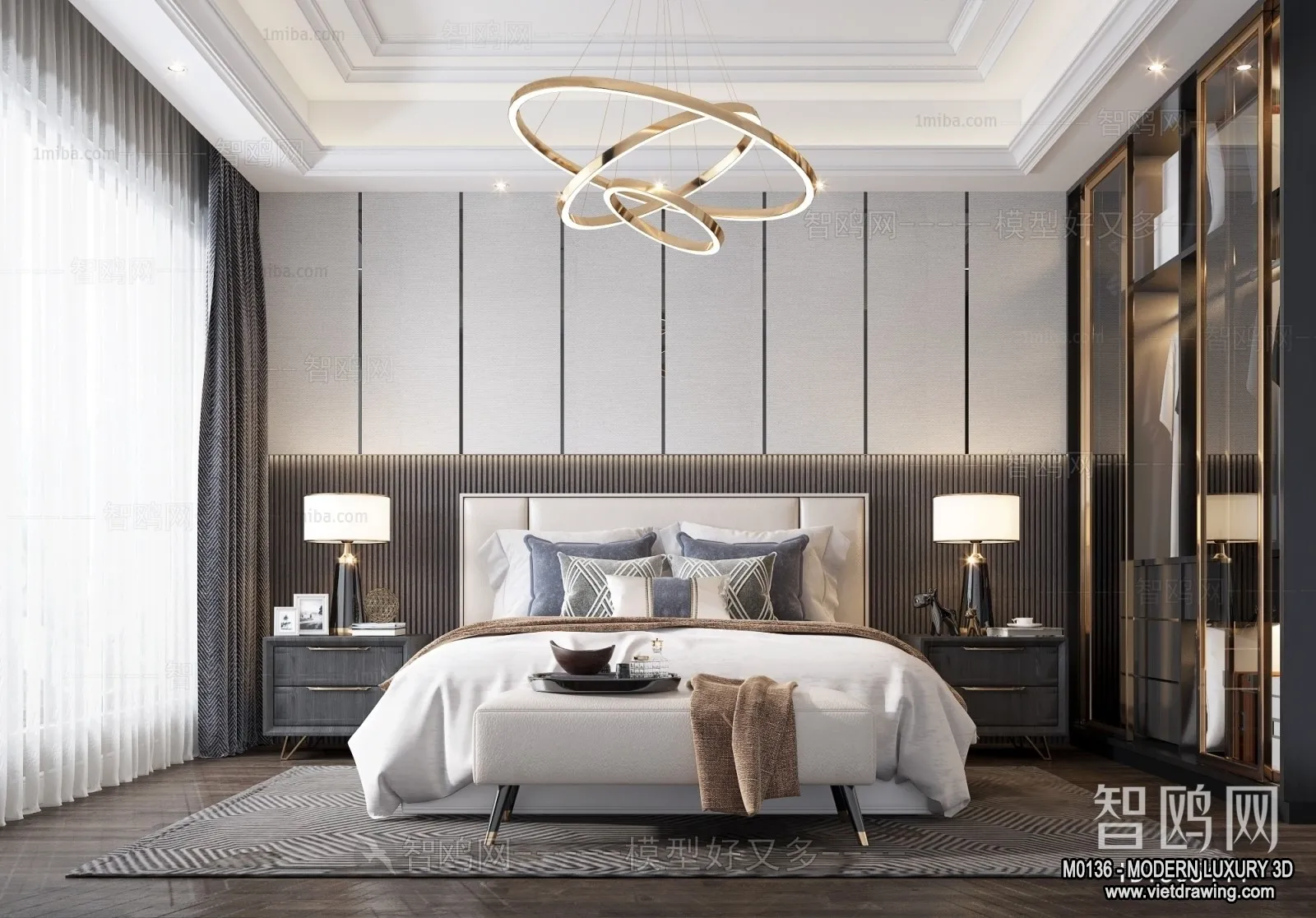 Bedroom - 3D Interior Scene - Luxury Style - 023