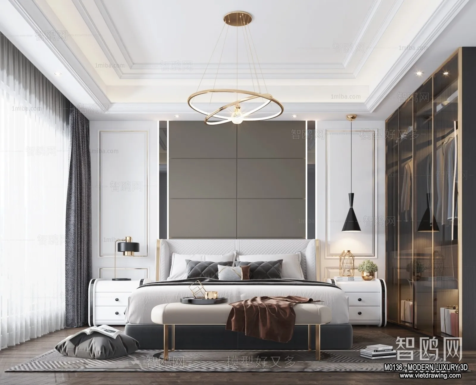 Bedroom - 3D Interior Scene - Luxury Style - 025
