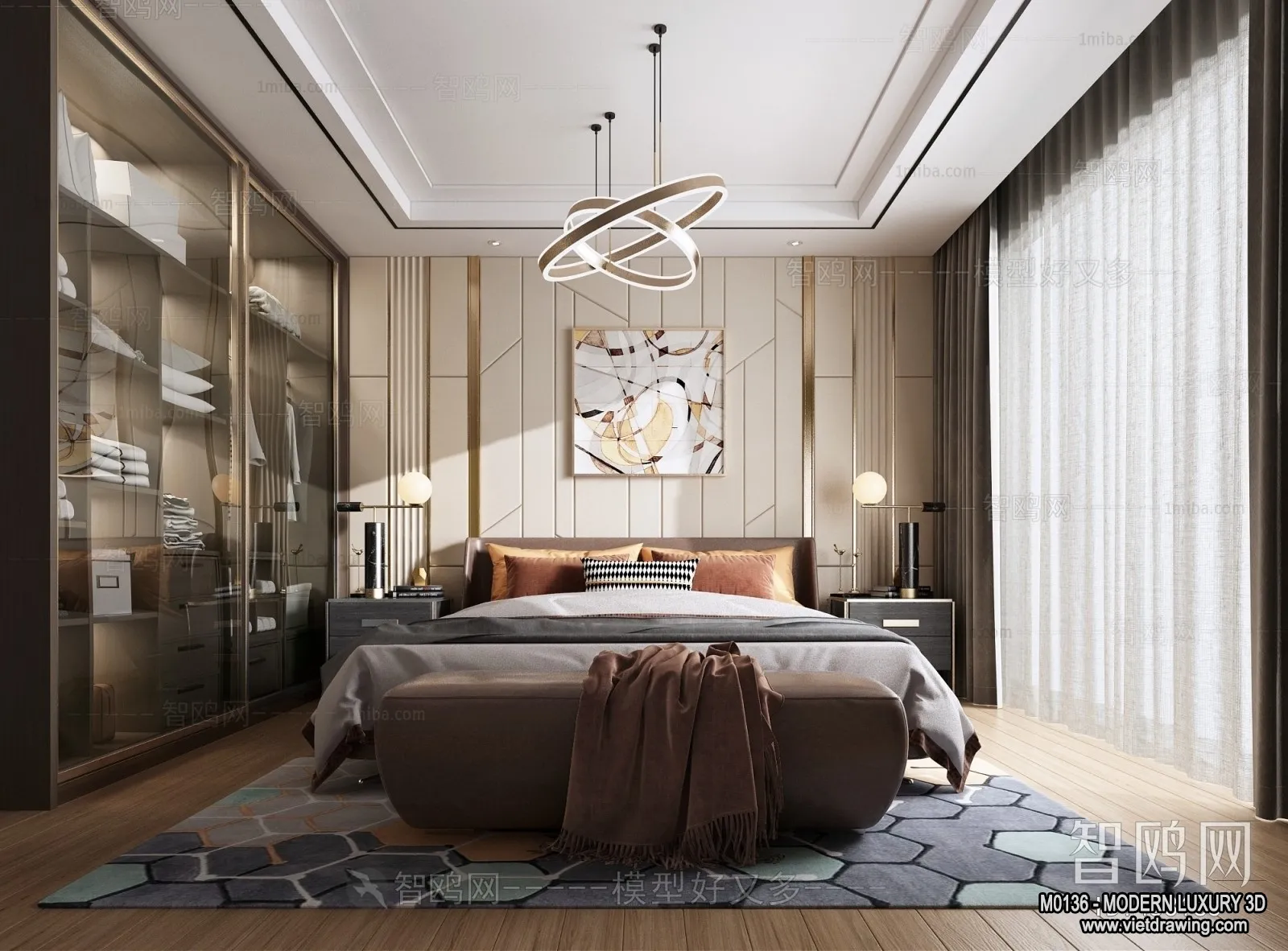 Bedroom - 3D Interior Scene - Luxury Style - 027