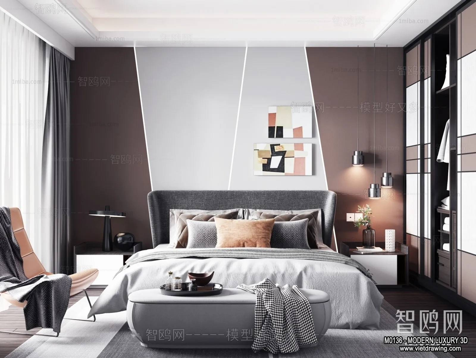 Bedroom - 3D Interior Scene - Luxury Style - 028