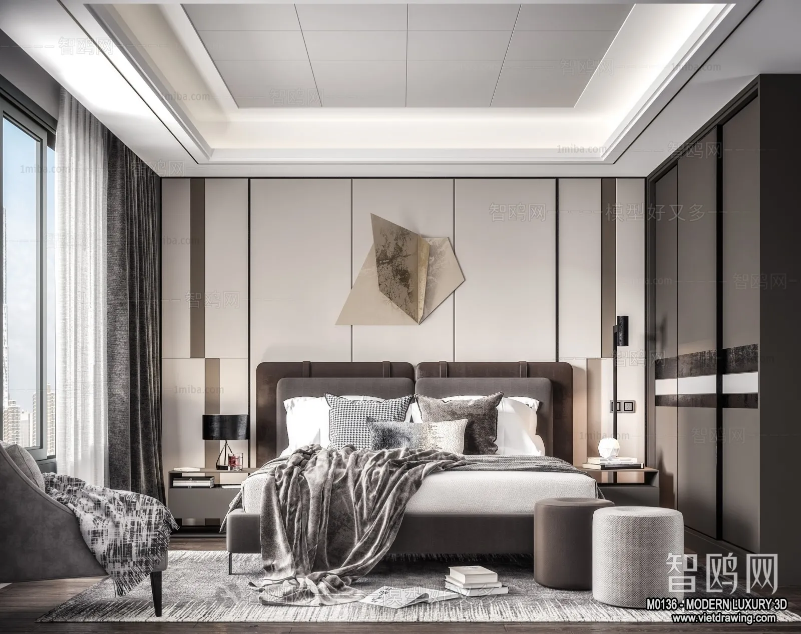 Bedroom - 3D Interior Scene - Luxury Style - 029