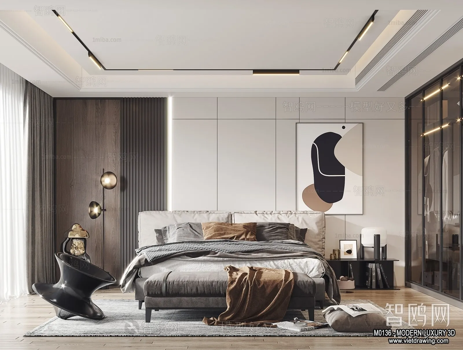 Bedroom - 3D Interior Scene - Luxury Style - 032