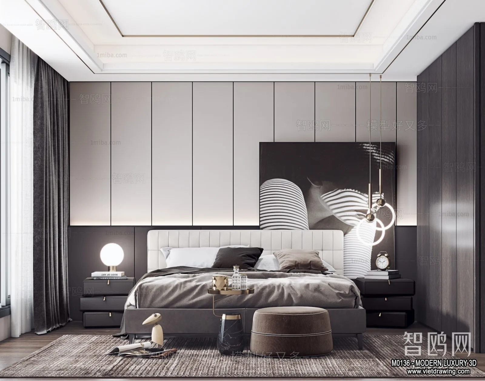 Bedroom - 3D Interior Scene - Luxury Style - 033
