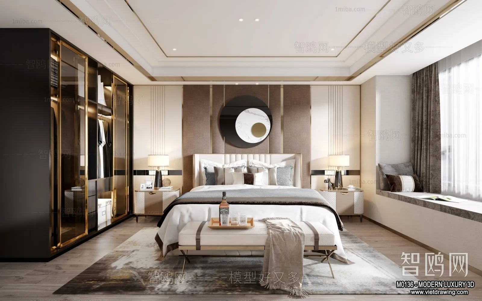 Bedroom - 3D Interior Scene - Luxury Style - 036