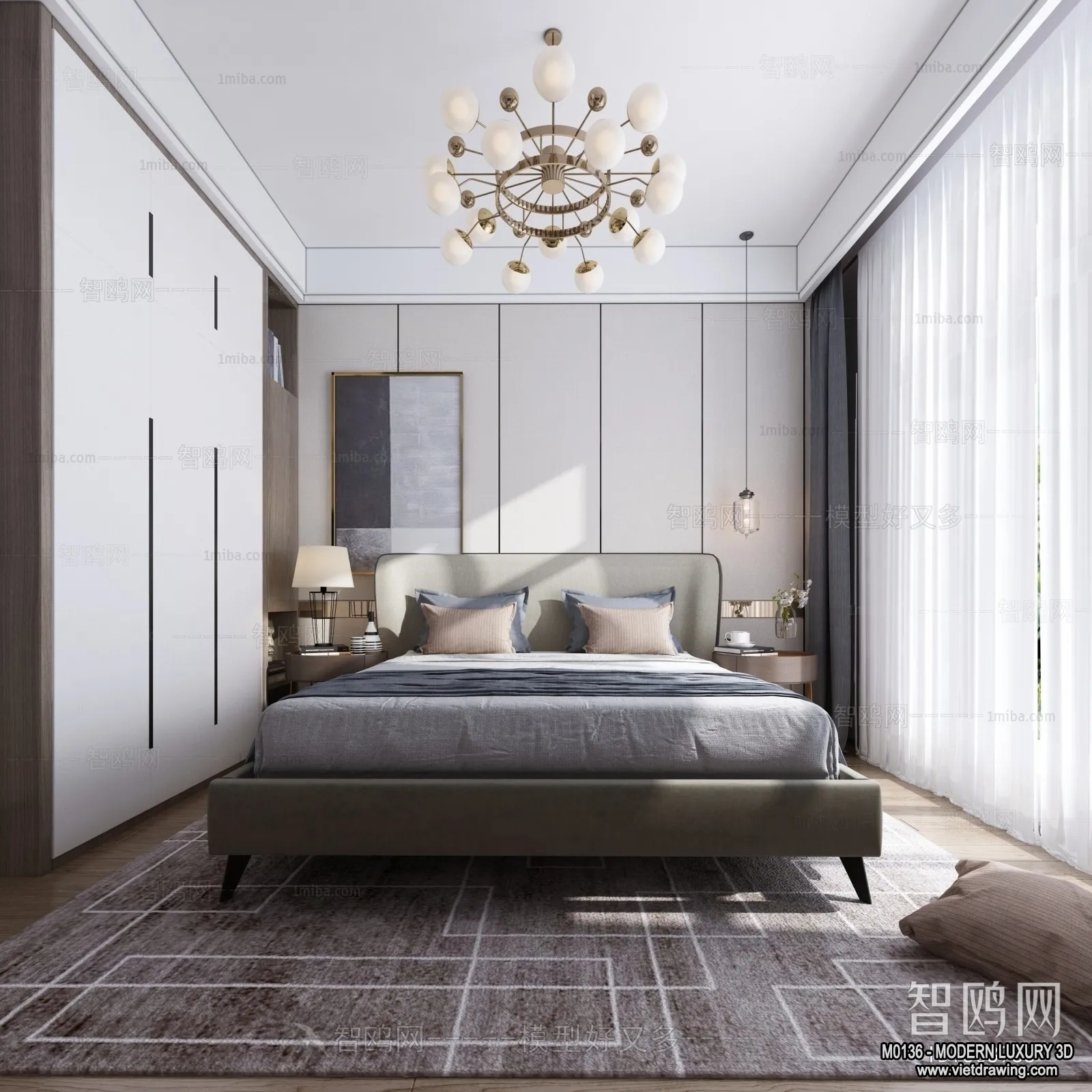 Bedroom - 3D Interior Scene - Luxury Style - 037
