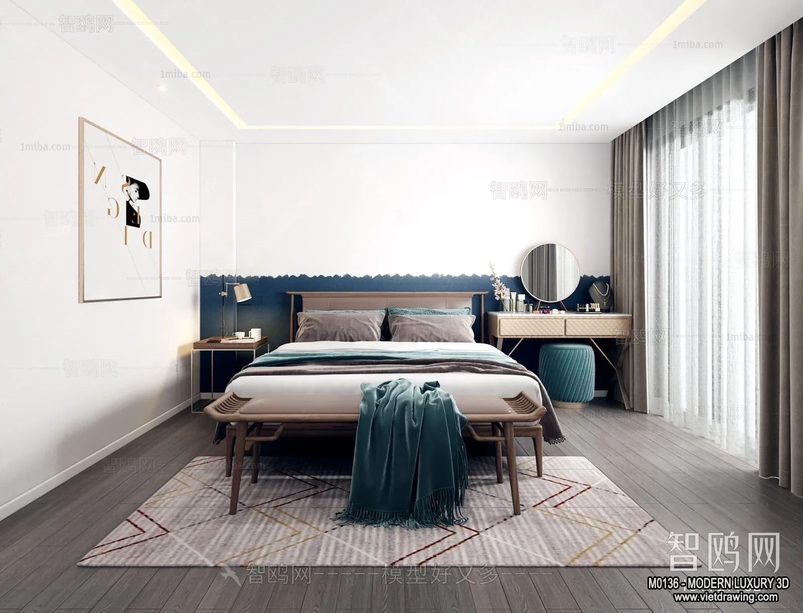 Bedroom - 3D Interior Scene - Luxury Style - 038