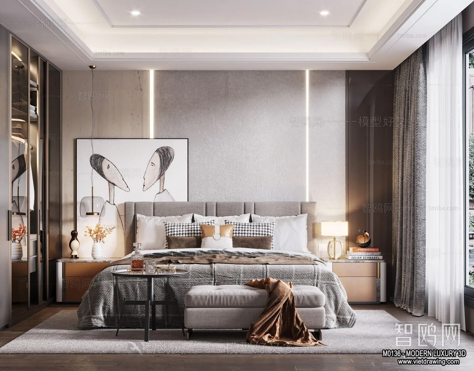 Bedroom - 3D Interior Scene - Luxury Style - 039
