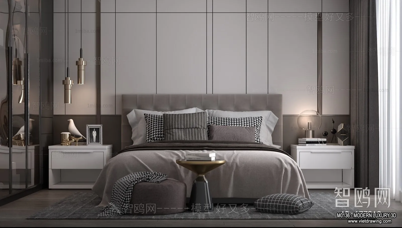 Bedroom - 3D Interior Scene - Luxury Style - 040