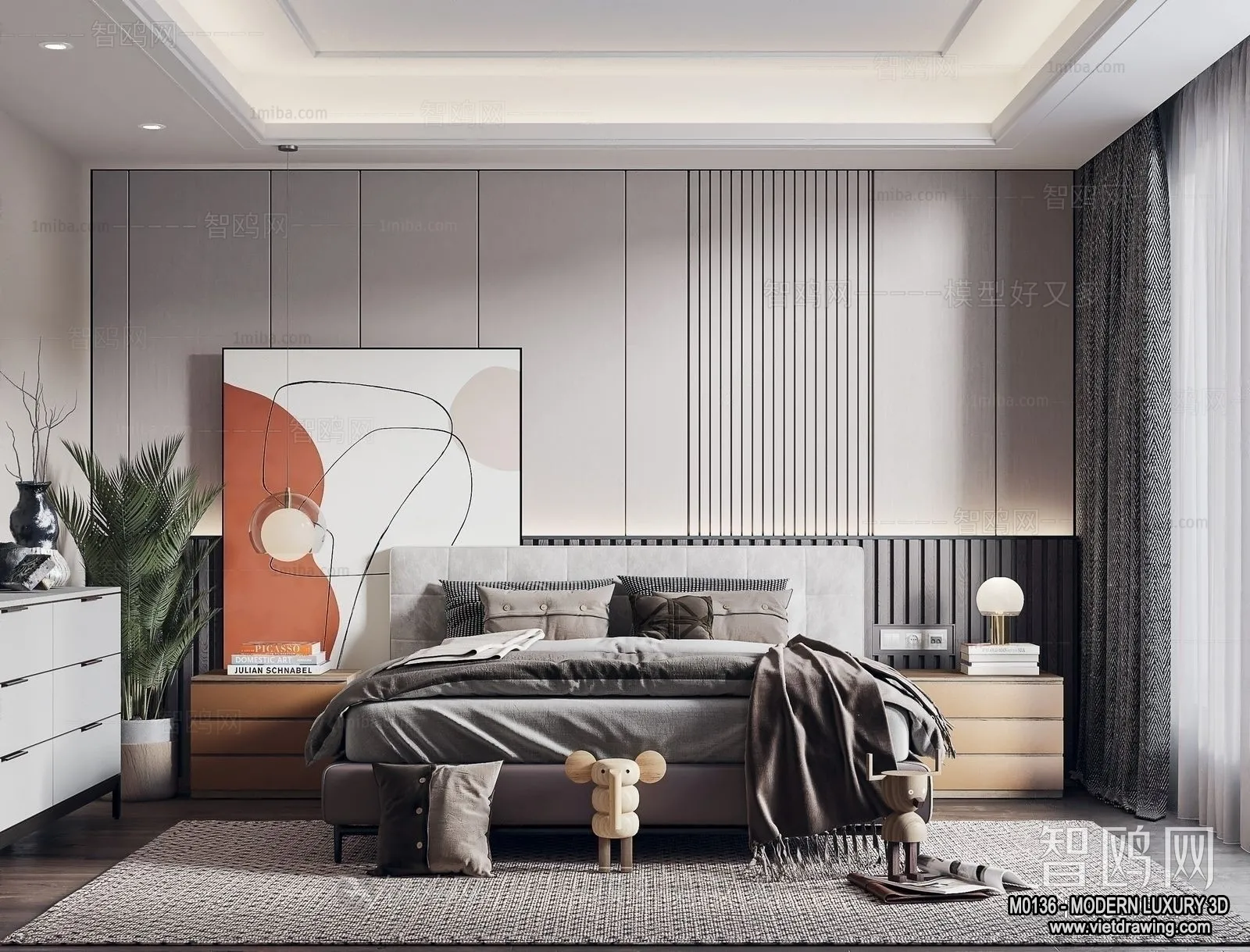 Bedroom - 3D Interior Scene - Luxury Style - 041
