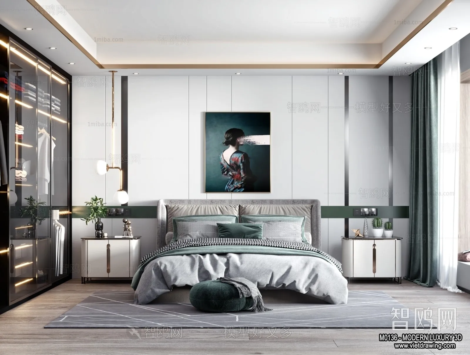 Bedroom - 3D Interior Scene - Luxury Style - 043