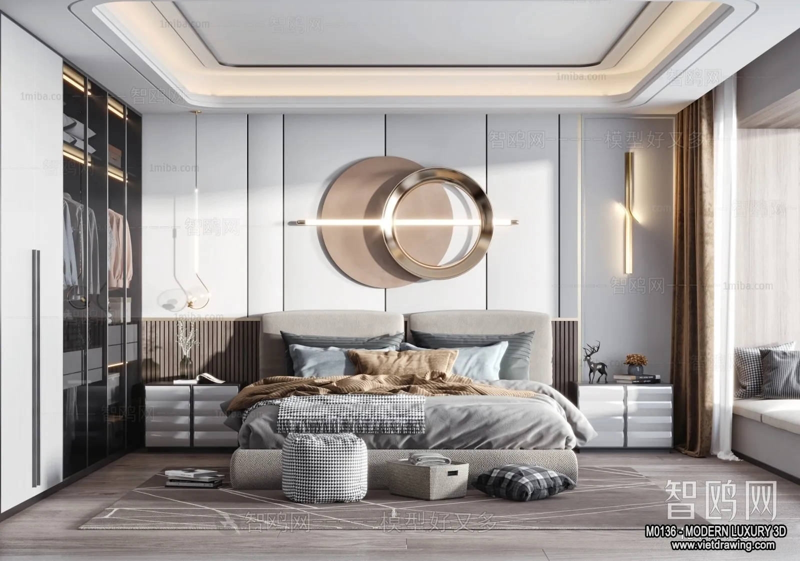 Bedroom - 3D Interior Scene - Luxury Style - 044