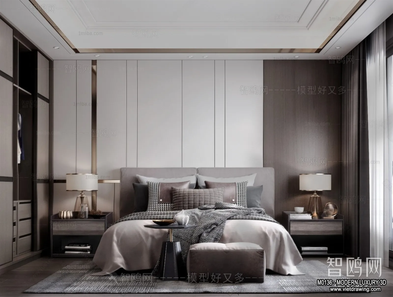 Bedroom - 3D Interior Scene - Luxury Style - 045