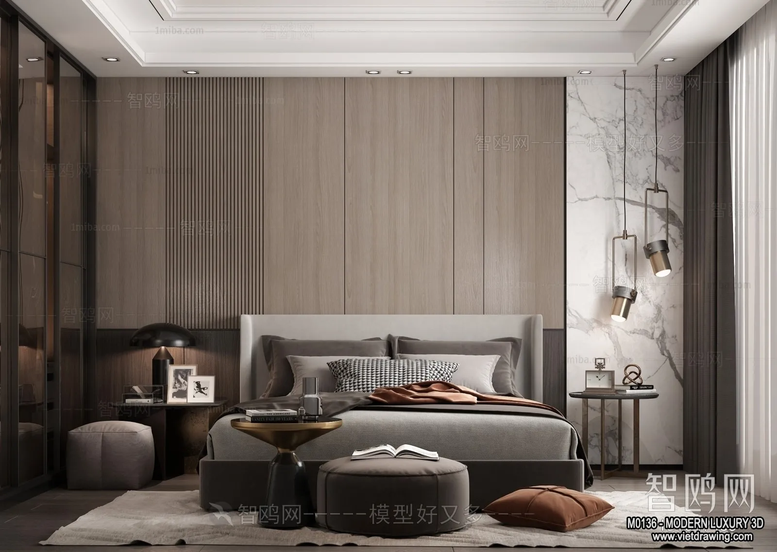 Bedroom - 3D Interior Scene - Luxury Style - 046