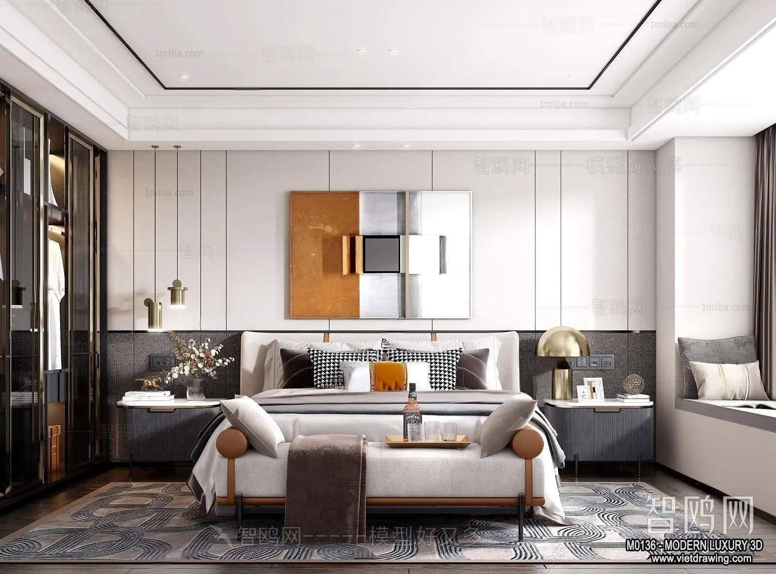 Bedroom - 3D Interior Scene - Luxury Style - 052