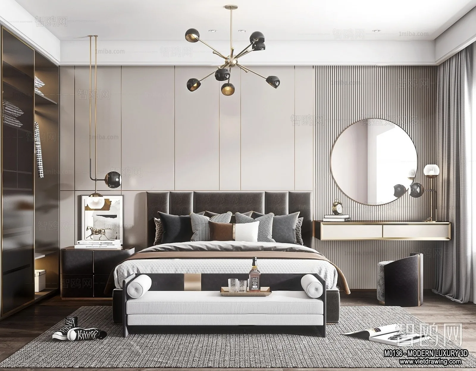 Bedroom - 3D Interior Scene - Luxury Style - 054