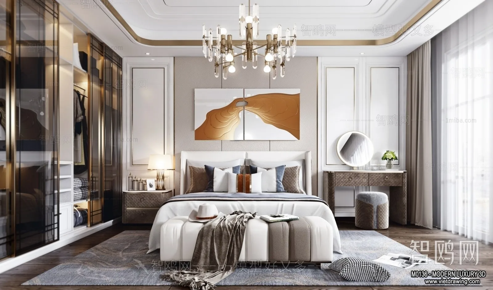 Bedroom - 3D Interior Scene - Luxury Style - 055
