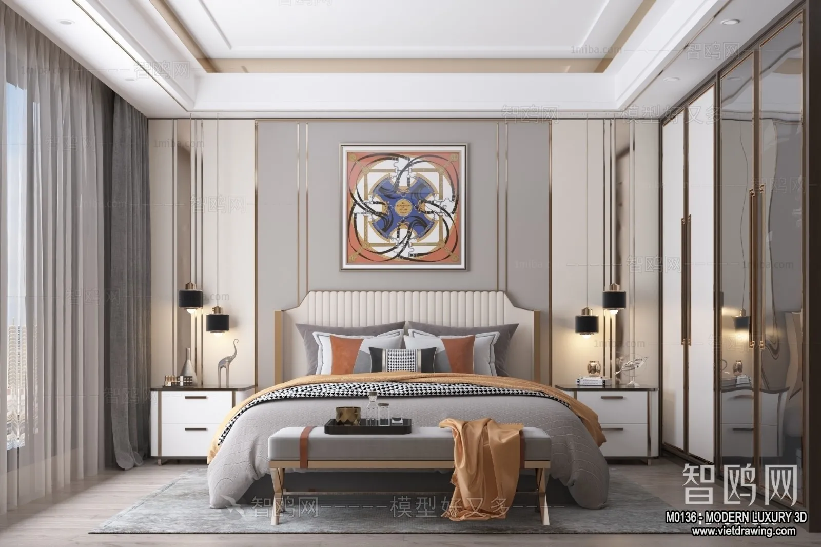Bedroom - 3D Interior Scene - Luxury Style - 056