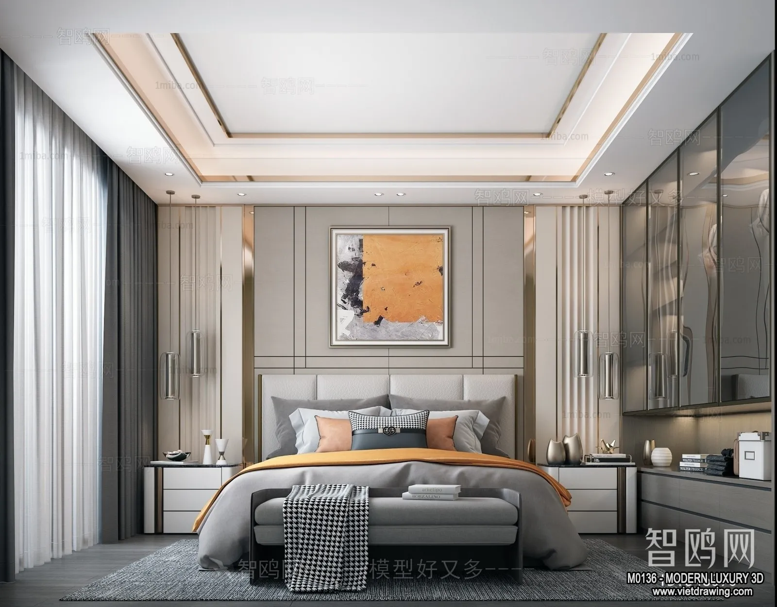 Bedroom - 3D Interior Scene - Luxury Style - 058