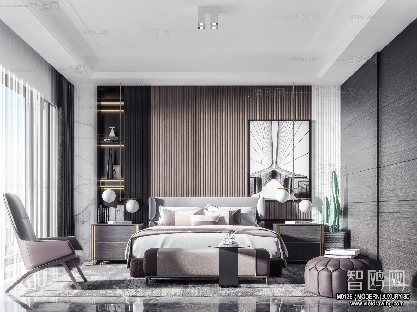 Bedroom - 3D Interior Scene - Luxury Style - 066