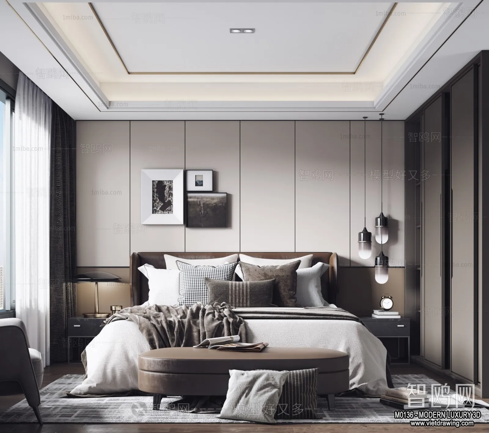 Bedroom - 3D Interior Scene - Luxury Style - 069