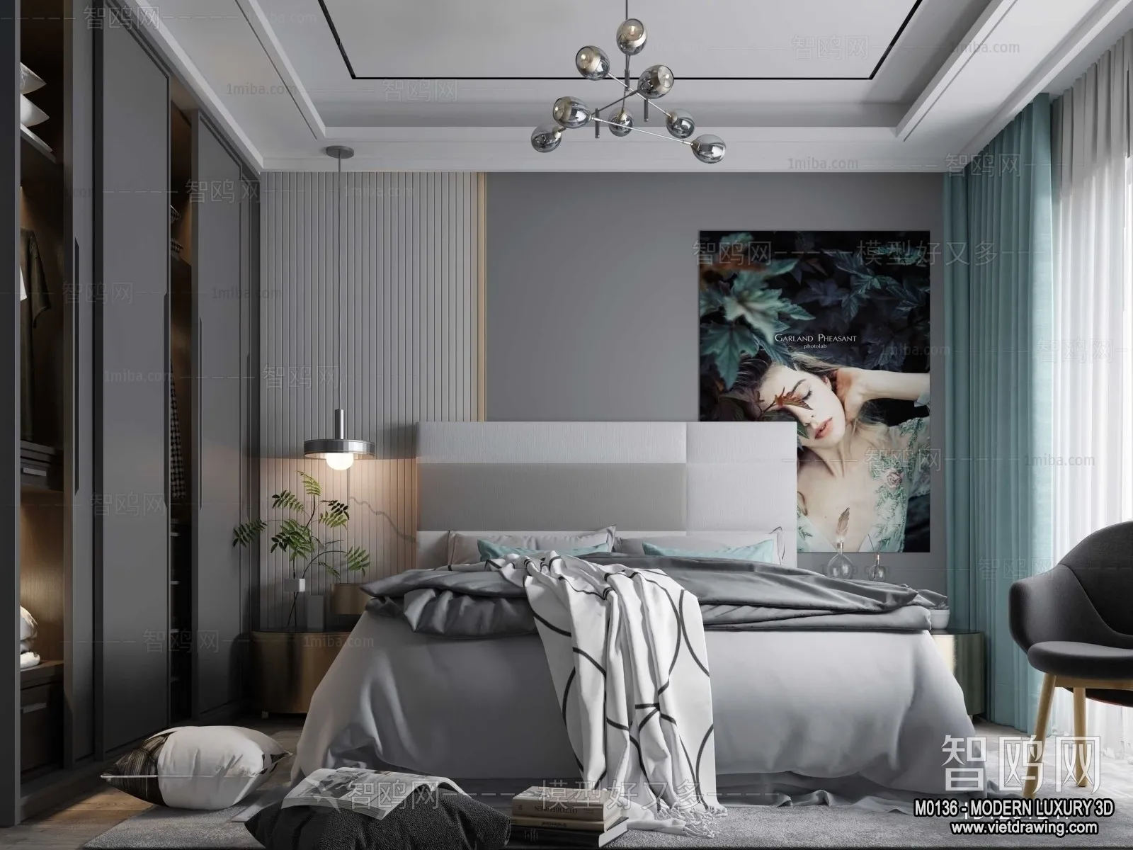 Bedroom - 3D Interior Scene - Luxury Style - 070