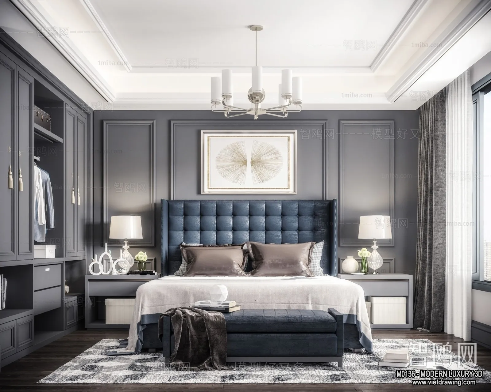 Bedroom - 3D Interior Scene - Luxury Style - 072