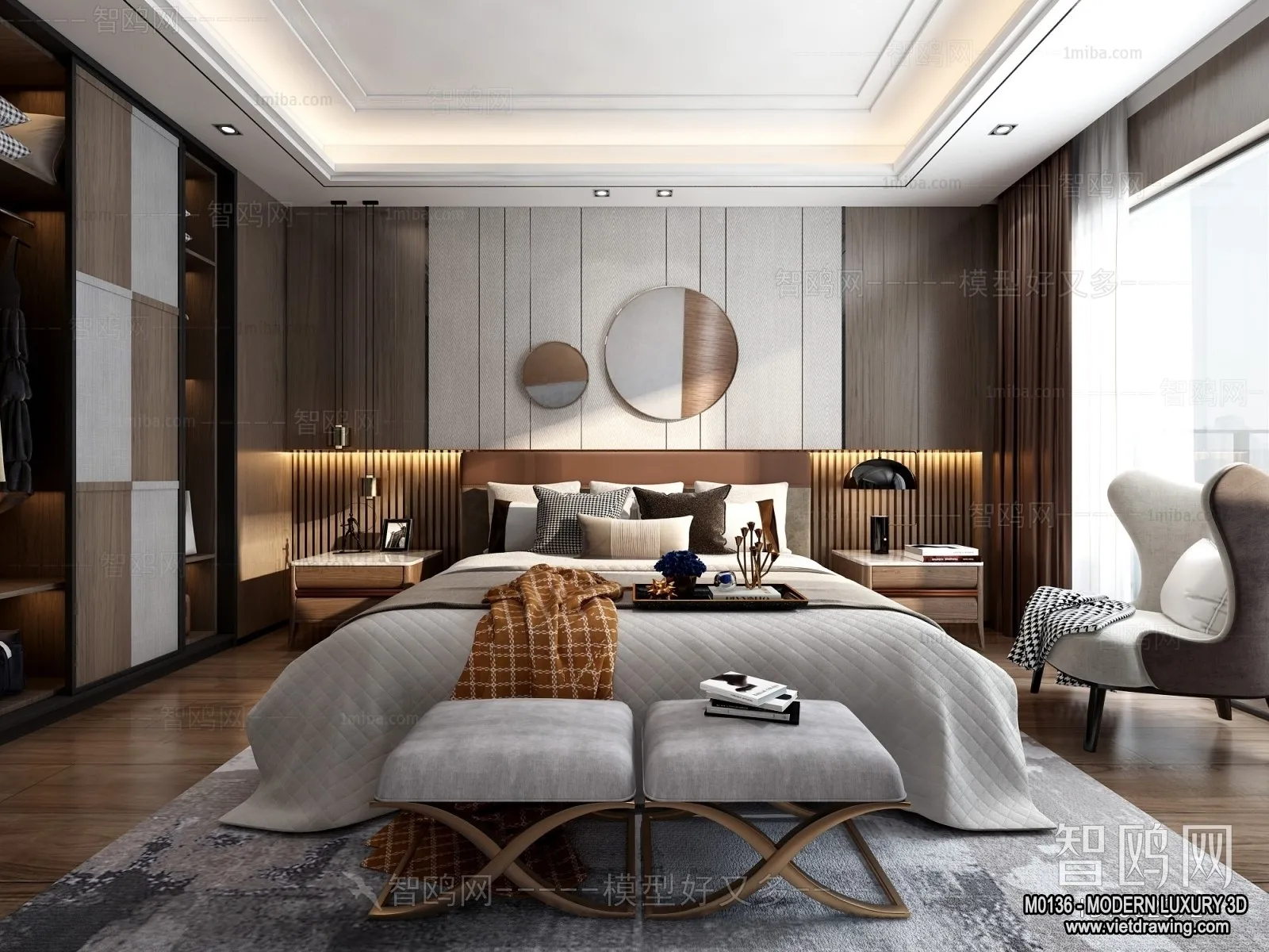 Bedroom - 3D Interior Scene - Luxury Style - 074