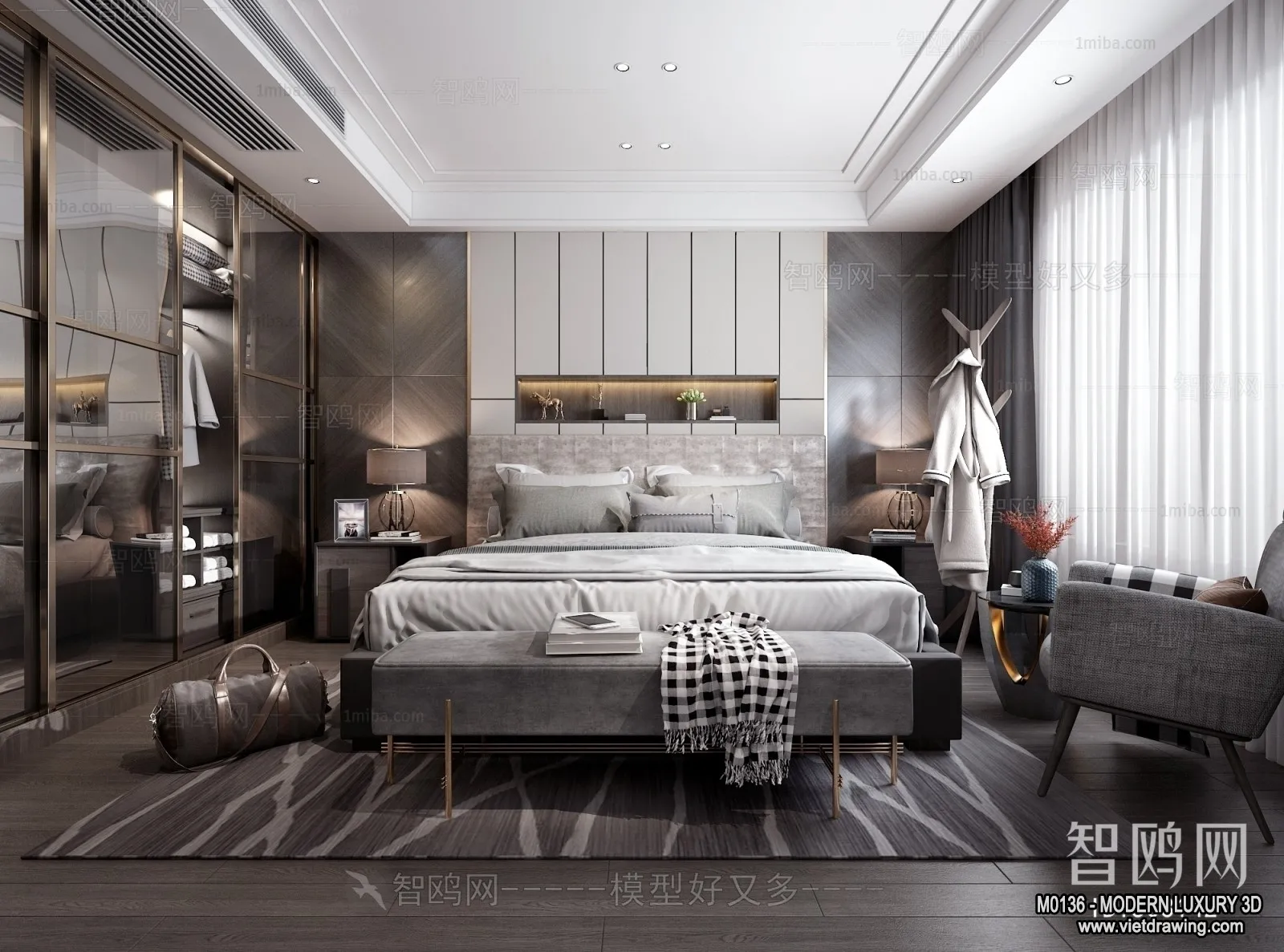Bedroom - 3D Interior Scene - Luxury Style - 075