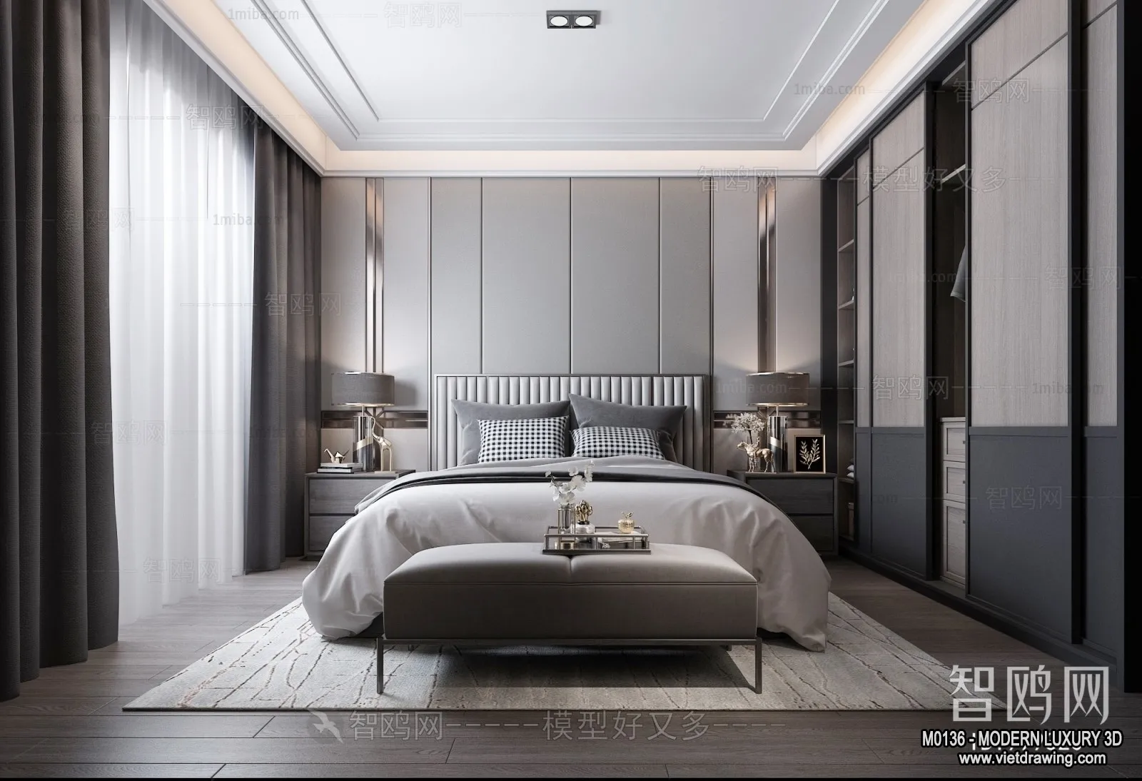 Bedroom - 3D Interior Scene - Luxury Style - 078