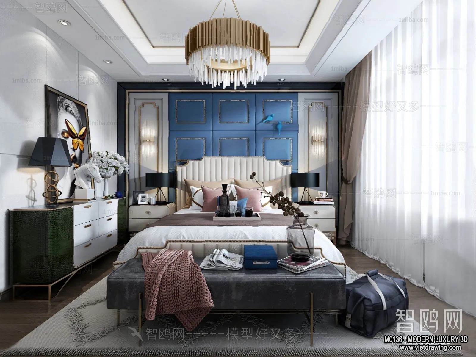 Bedroom - 3D Interior Scene - Luxury Style - 084